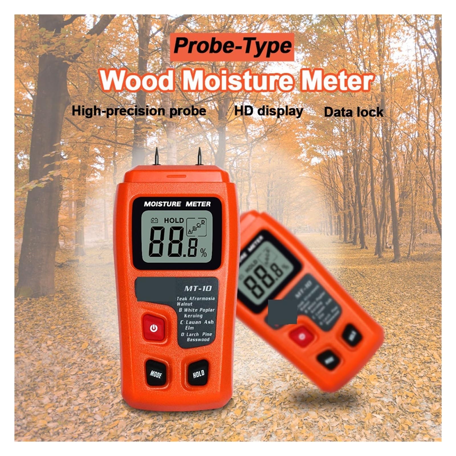 MT-10 EMT01 Misuratore di umidità del Legno Tester Igrometro Rilevatore densità'albero Grigio Arancione Piccolo Errore(Szary)