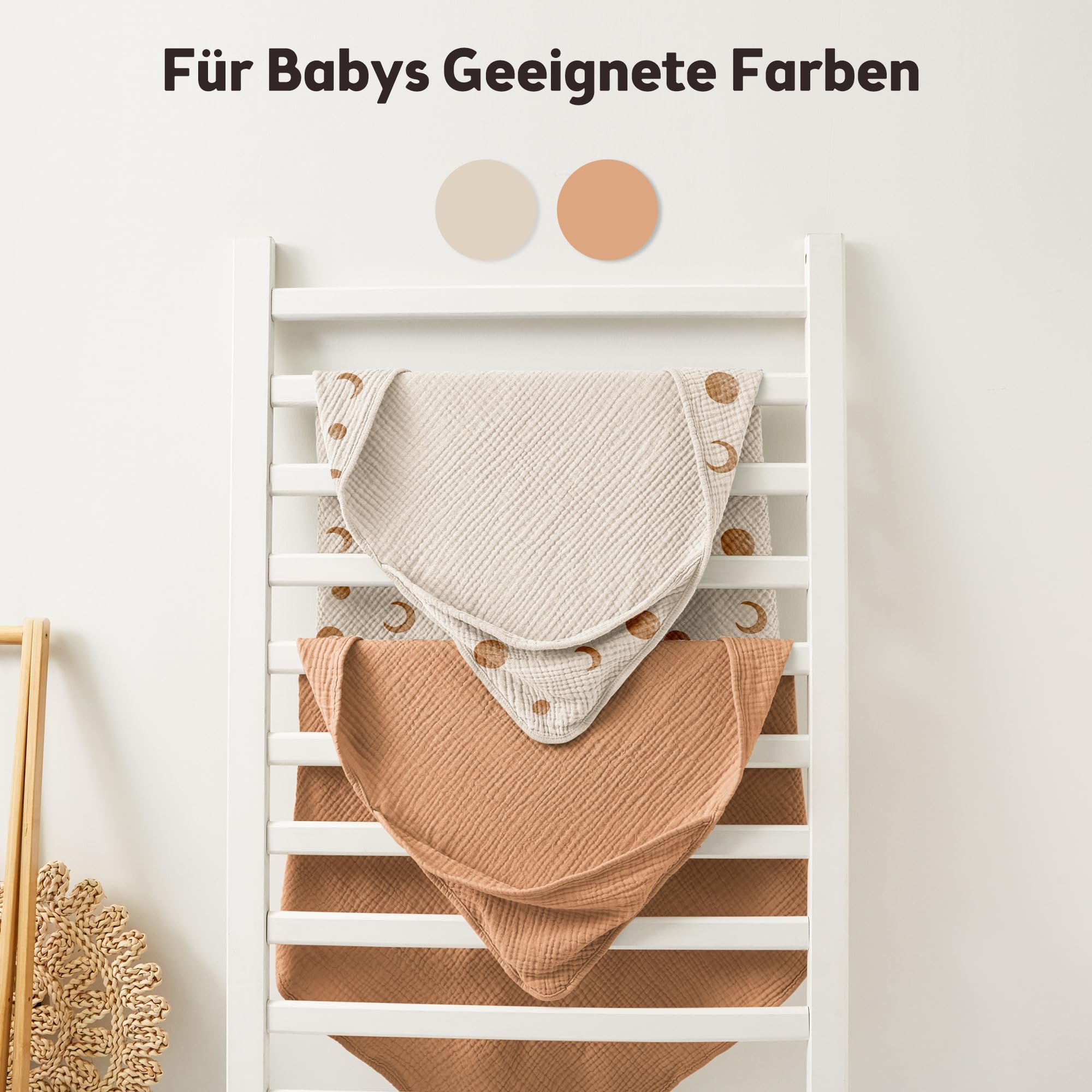 Susurration Lot de 2 Serviettes de Bain à Capuche pour bébé en Mousseline de Coton Doux et Absorbant avec Capuche (Lune Brune)