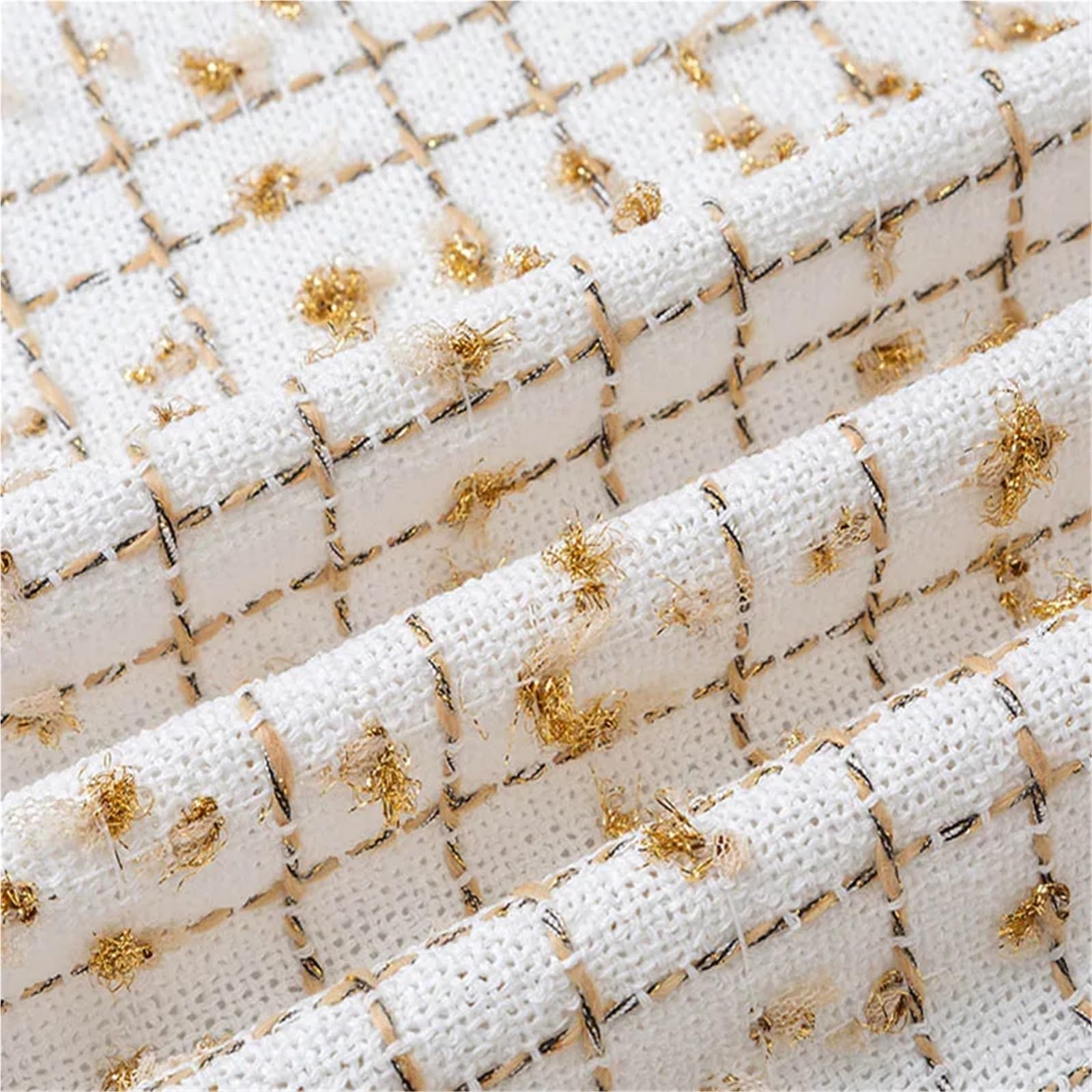 Tela tejida de tweed, Tela de Tweed rejilla poliéster Multicolor 1m x 1,45m for coser(Color-02)