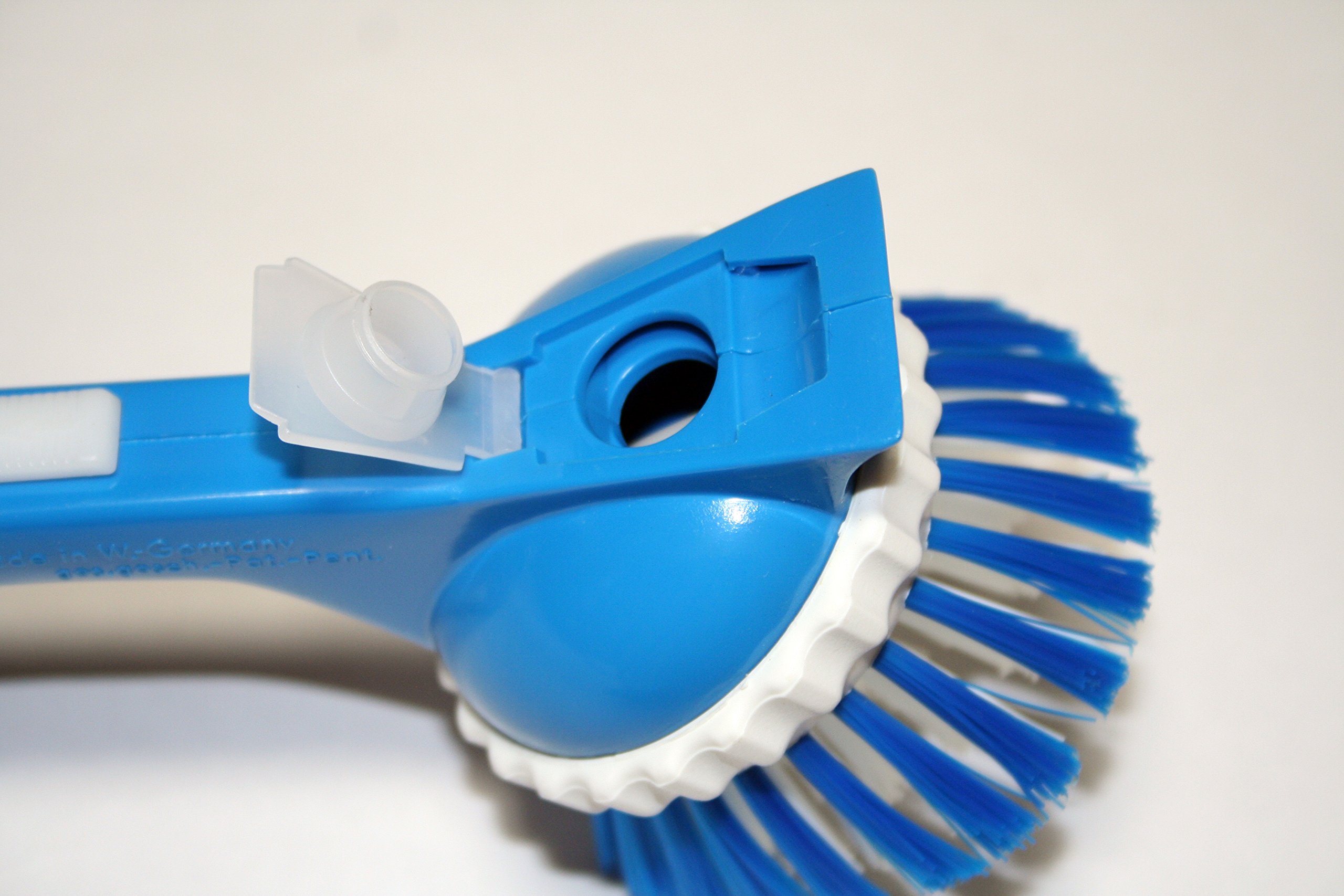 Long Handled Dish Brush with Trigger Release Liquid Dish Detergent Dispenser and Built-in Pot and pan Scraper from Germany