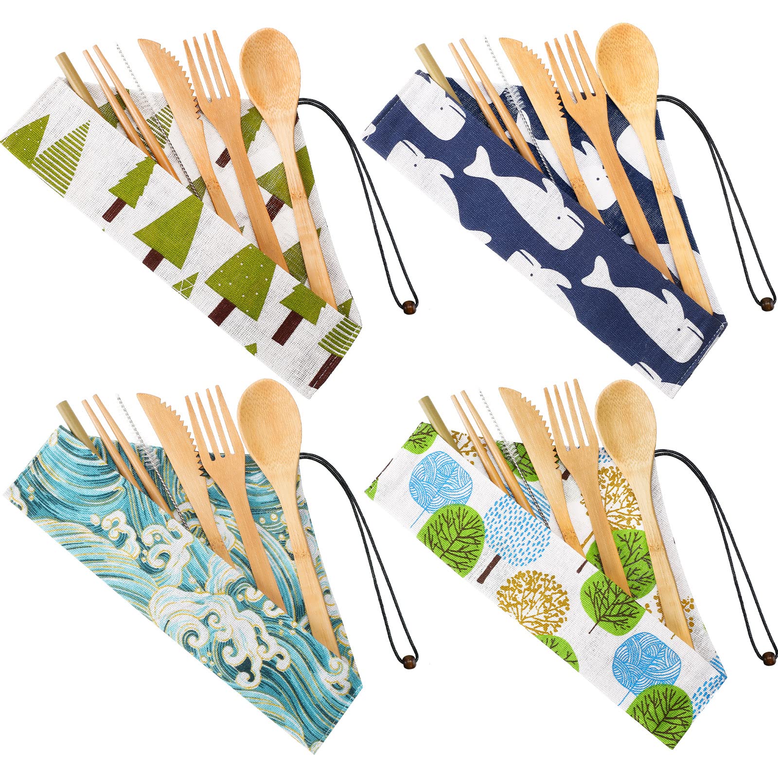 Boao Bamboo Utensil Set - 4 Piece Camping Kit -1