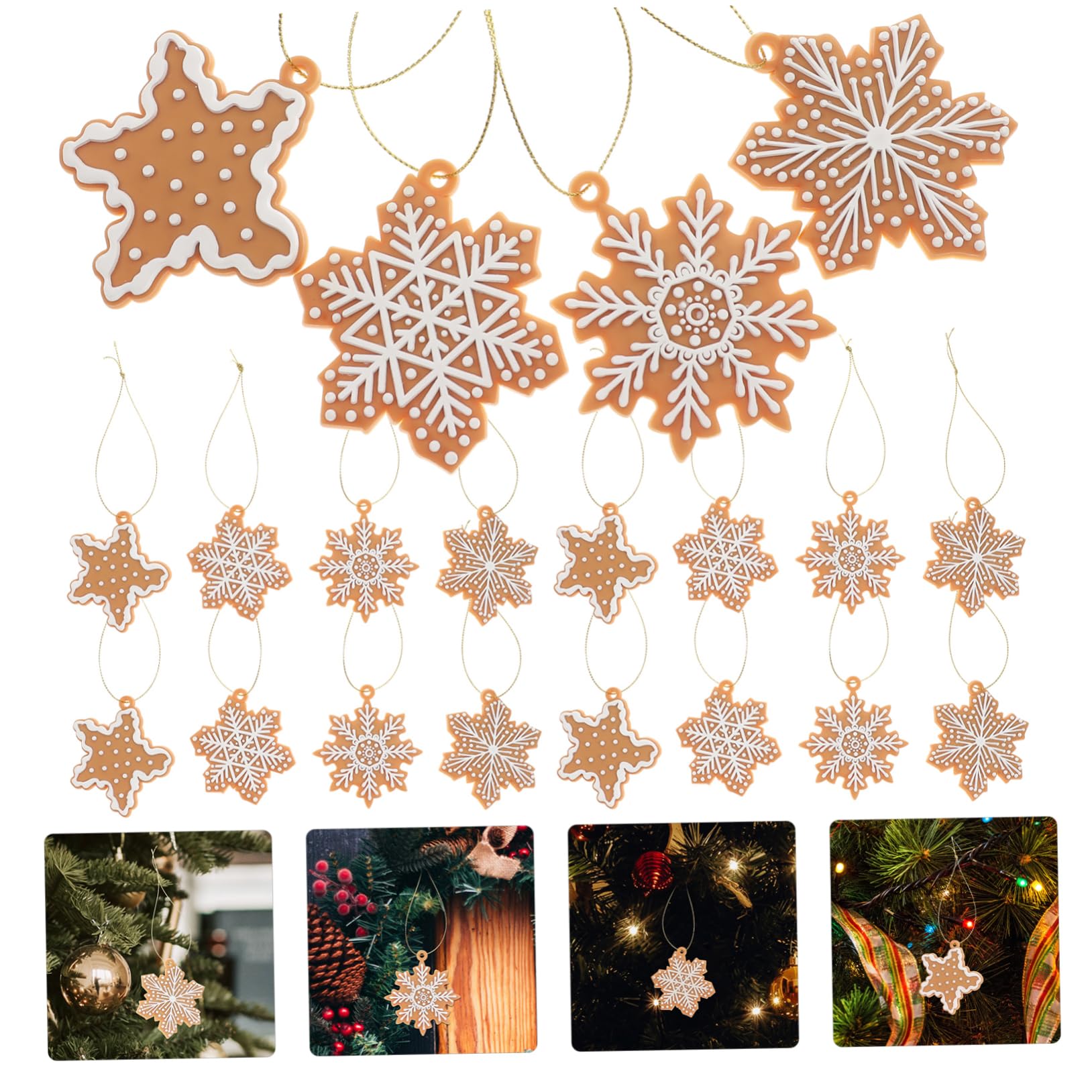 VOSAREA 4 Ensembles Pendentif Flocon De Neige Décor Suspendu De Noël Ornements d'arbre De Noël Décor De en D'épice Flocons De Neige Décoratifs Petits PVC 20 Pièces * 4
