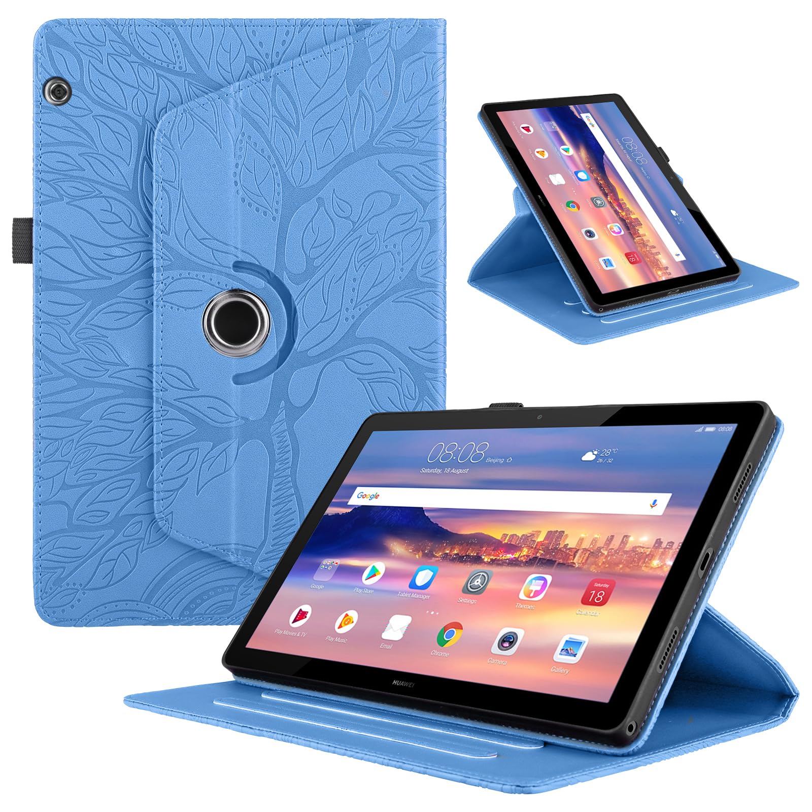 Funda para Samsung Galaxy Tab S9/ S8/ S7 11" (SM-X710/X700/T870) PU Cuero Tablets Protectora Cover 360°Carcasa Giratoria de ángulo Múltiple Stand Función Tablets Funda,Rojo Árboles — view 201
