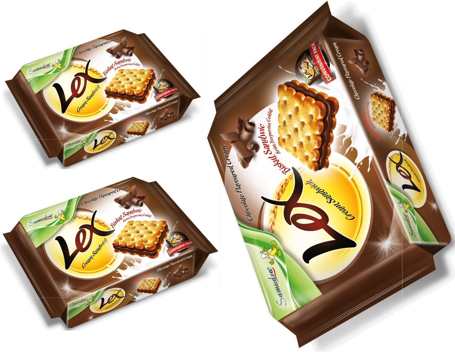 Samudra Lex Cream Sandwich Biscuits Chocolate Flavour ( 190 Grams X 3 )
