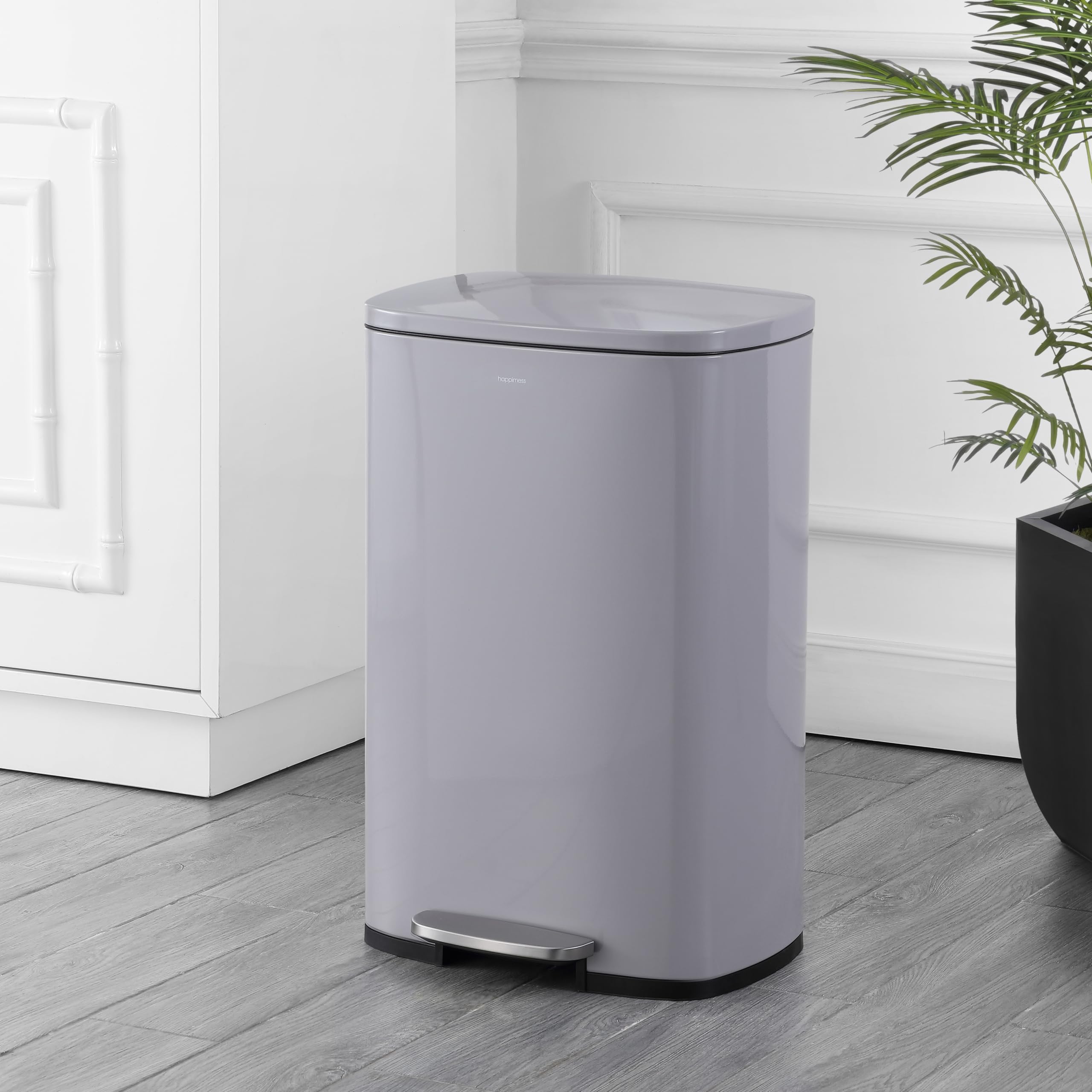 Poubelle Rectangulaire Happimess 50L + Mini Offerte - Acier Inox, Fermeture Amortie, Design Moderne