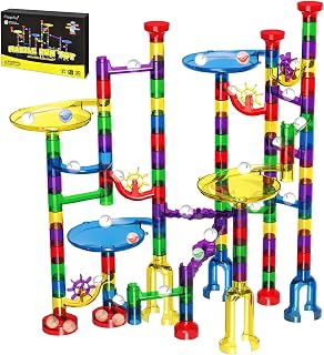 Magicfly 127-Piece Marble Run Set with Glass Marbles - Safe STEM Race Track Toy for Kids 3+, Ideal Birthday Gift