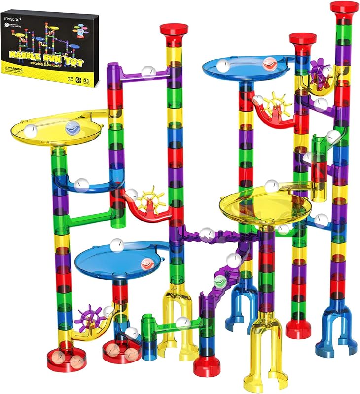 Marble Run, 127 Pcs Marble Runs for Kids, Glass Marbles for Kids