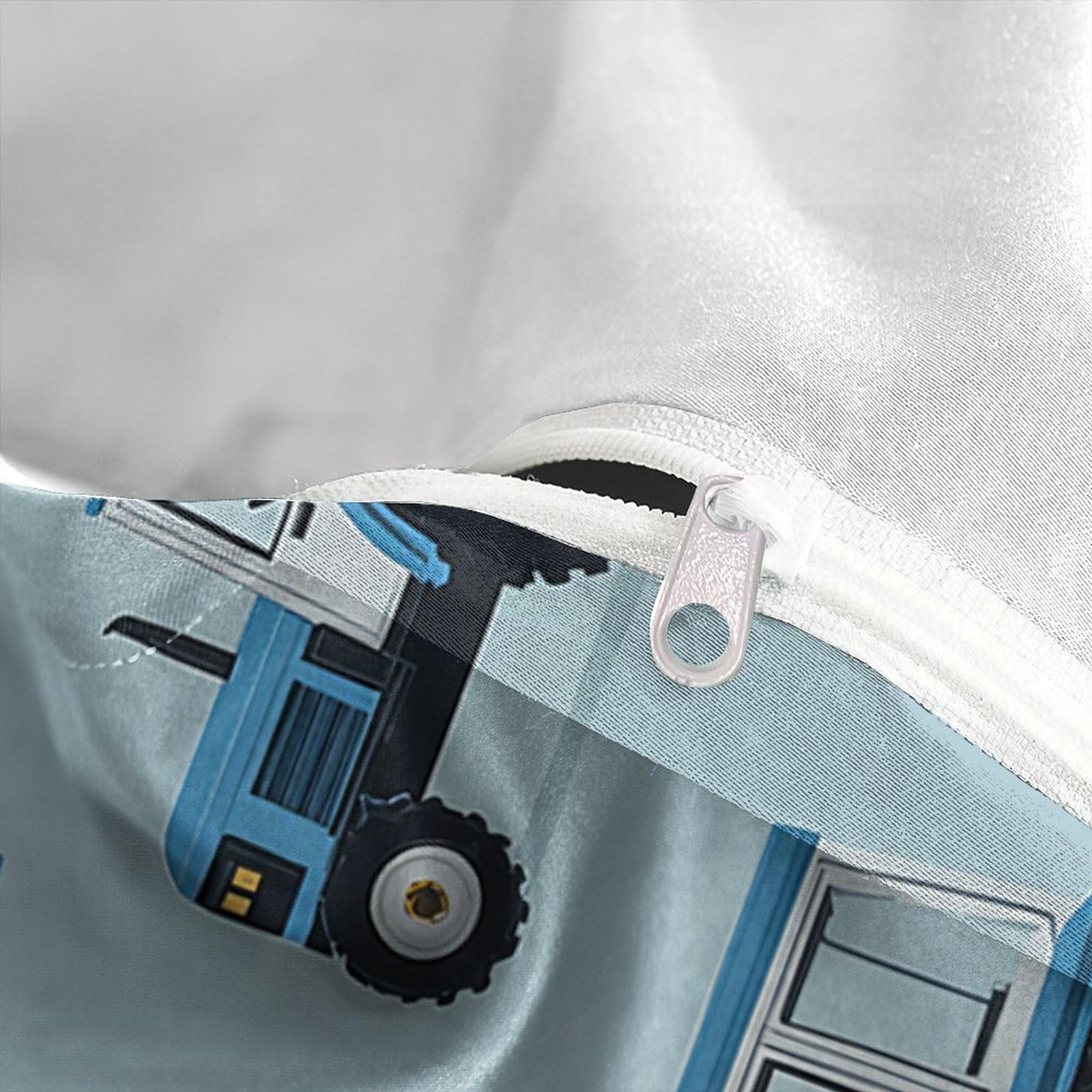 Kinder Traktor Bettwäsche Set Mikrofaser Blau Design