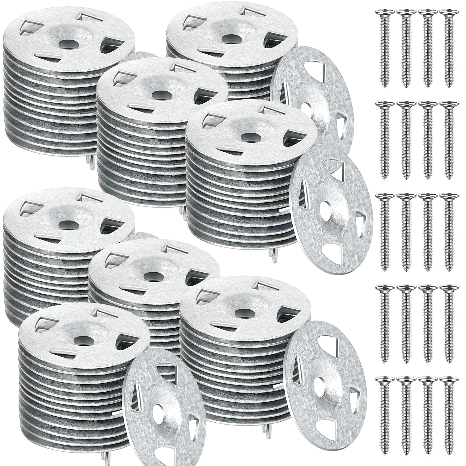 Fastener Kit Board Hardware Set, Includes 1-1/8 Inch Galvanized Steel Washers and Stainless Steel Screws for Fixing Fastening Installation(600 Pcs)