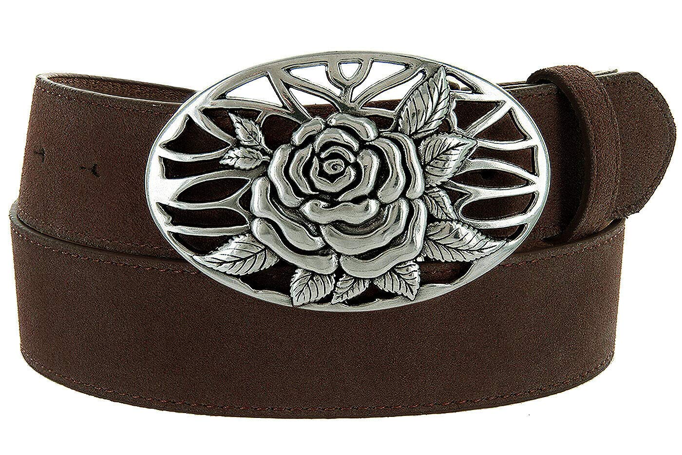 Belts.com Square or Oval Antique Buckle Casual Jean Suede Leather Belt 1-1/2"(38mm) or 1"(25mm) Wide