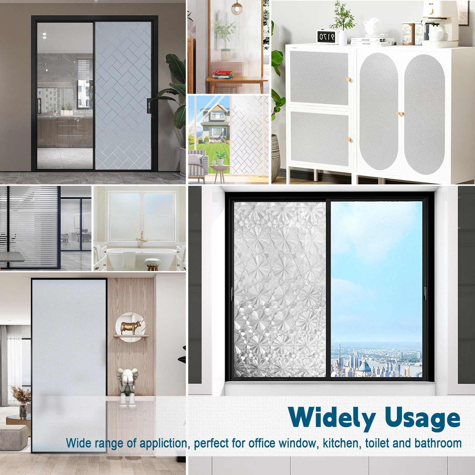 Láminas Privacidad Ventana 120 x 400 cm con Protección Solar 95% UV – Film para Ventanas sin Taladrar Cover Lámina para Ventanas con Rasqueta para Baño Cocina Oficina, persianas