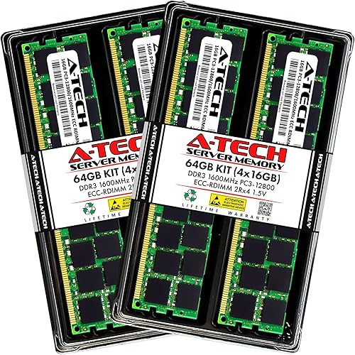 A-Tech 64GB Kit (4x16GB) RAM for Supermicro SUPER X9DBS-F, X9DRD-7LN4F-SSG, X9DRG-OF-CPU, X9DRi-LN4F+, X9DRT-HF+, X9QRi-F+ DDR3 1600MHz PC3-12800