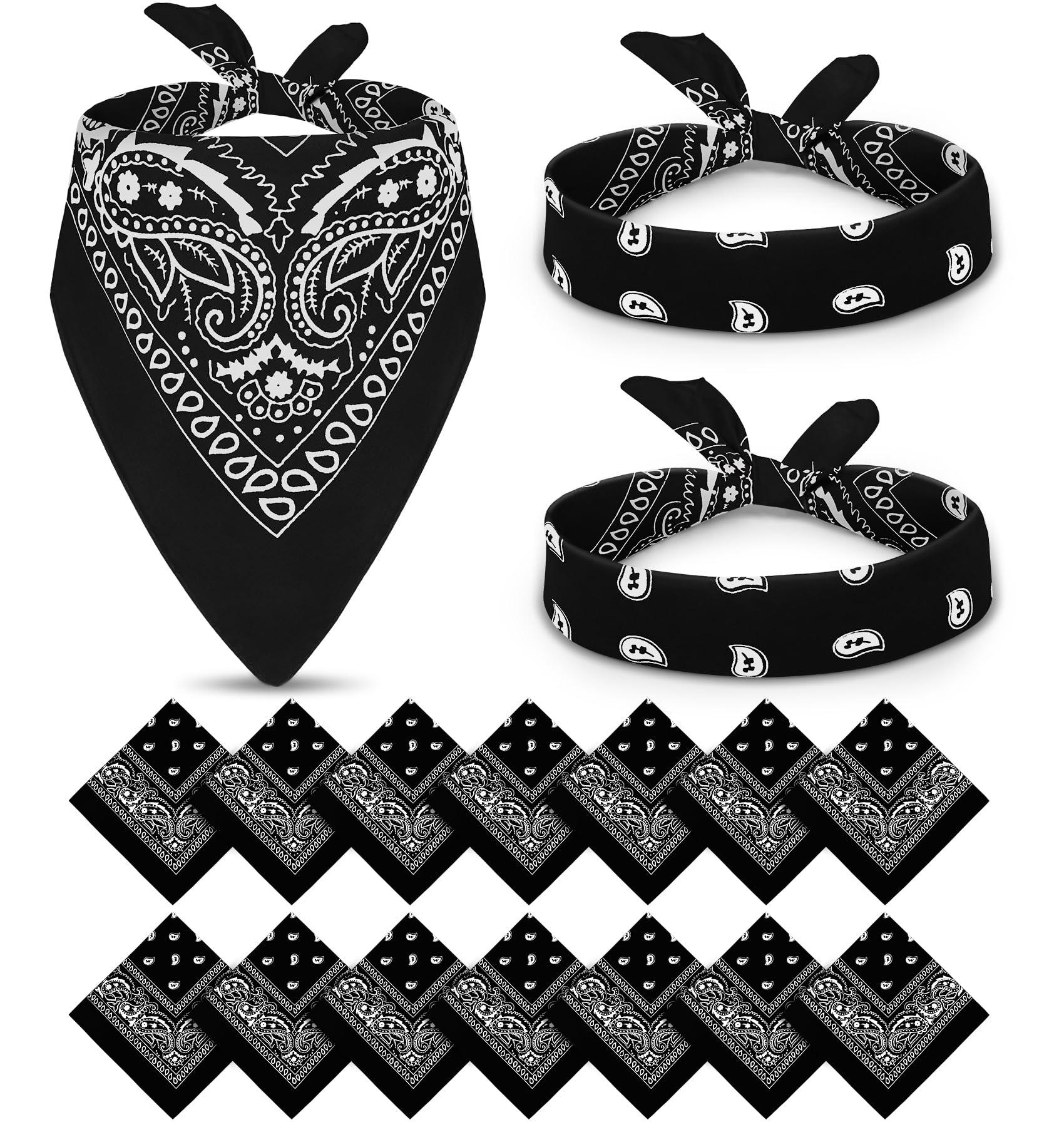 YSense 14 pieces Bandanas Paisley Print Novelty Headband Cowboy Headwraps Scarfs Hair Head Bandana for Women Men Boy Girl