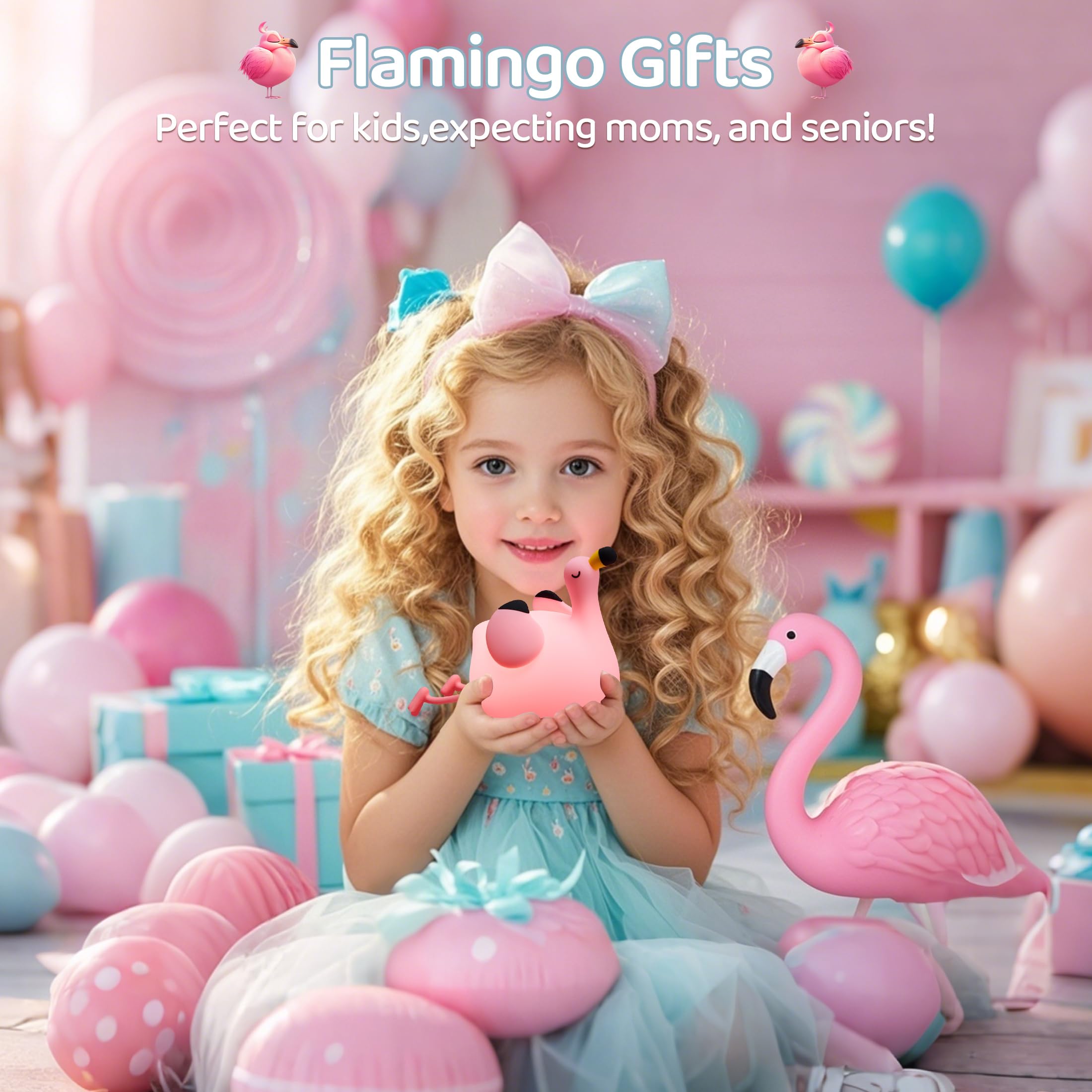 FAMIDUO Lampada Fenicottero Luce Notturna Neonato, Lampada Silicone Morbida, 3 Livelli di Luce Dimmerabile/Controllo Touch/Ricaricabile USB, Luce Notturna Bambini, Regalo per Bambina