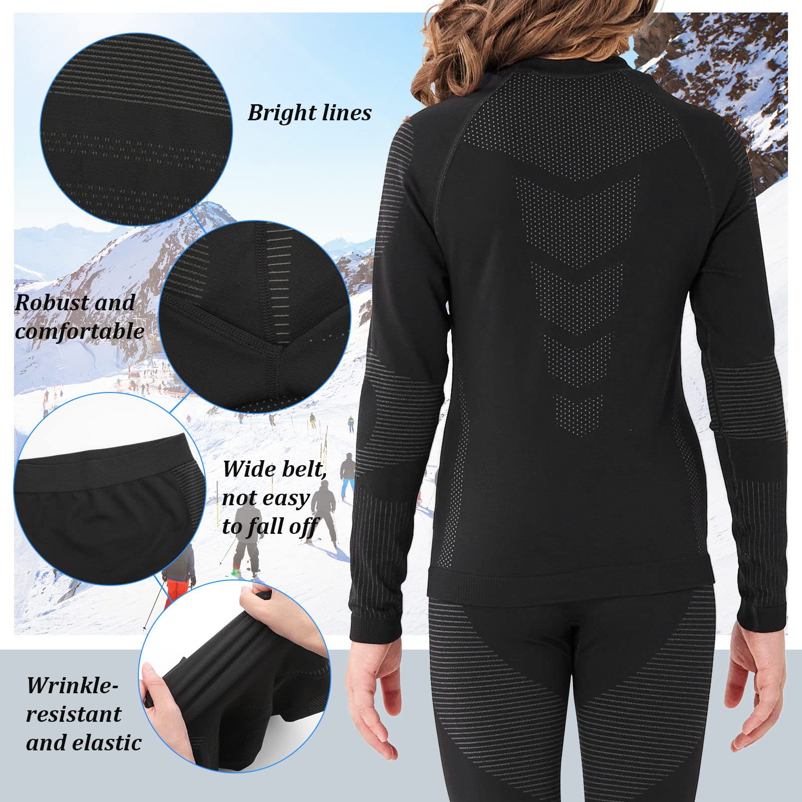 Homord Set Intimo Termico Bambino Traspirante Tessuto di Carbone di bambù Intimo Funzionale Set Biancheria Intima Termica Buono per Il Calcio, Lo Sci, l'hockey su Ghiaccio, la Corsa, Il Sonno