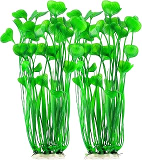 MyLifeUNIT 2-Pack Tall Artificial Aquarium Plants, 15.75" Soft Plastic Fish Tank Decor - Safe Green Plants for Freshwater & Saltwater Tanks