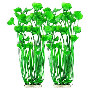 MyLifeUNIT Plastic Fish Tank Plants, Artificial Tall Aquarium Plants for Fish Tank Decor, 15.75 Inches (Pack of 2)