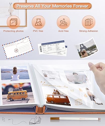 Miniatura 12 de Popotop Álbum de fotos autoadhesivo para álbumes de recortes de 4 x 6 pulgadas, 5 x 7 pulgadas, 8 x 10 pulgadas, álbumes de fotos de bricolaje como