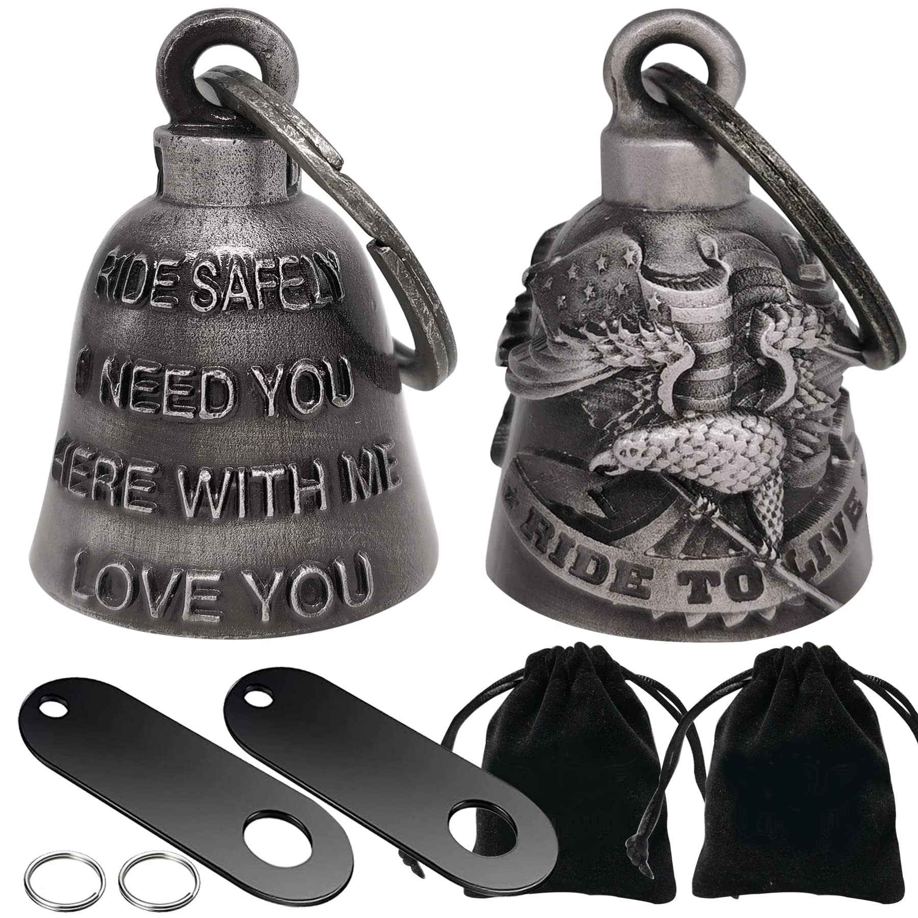 Dream Apparel 2 Pack Motorcycle Bells Guardian Angel for Biker Rider Men Women Ride Riding with Hangers, Drive Away Gremlins
