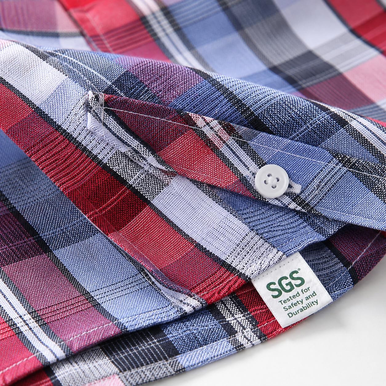 Bienzoe Garçon Coton Plaid Roll-up Manche Chemises