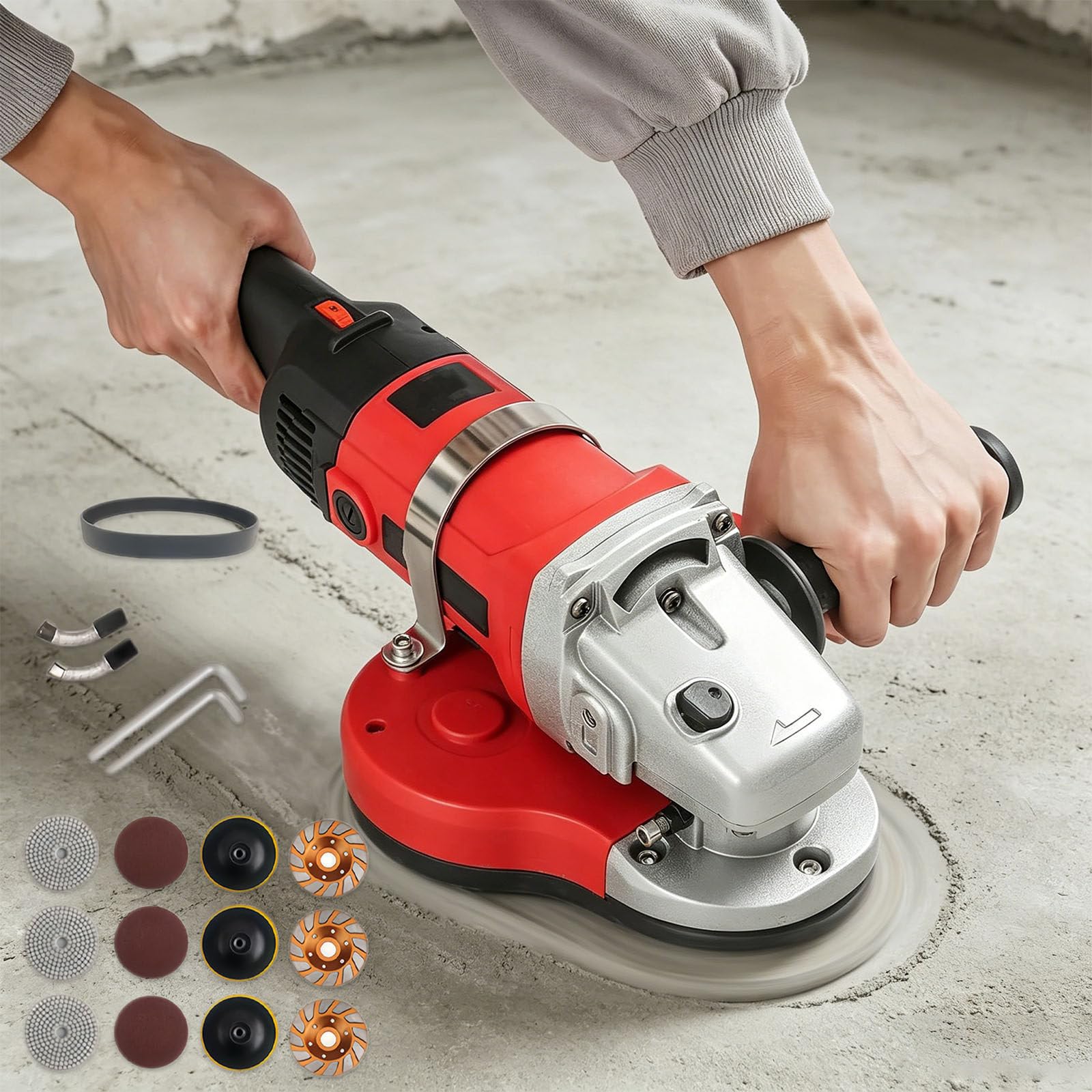 Ponceuse à Béton 3000W 3 Têtes, 6 Vitesses Réglables