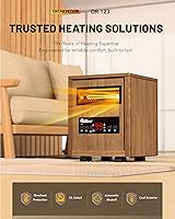 Vista 2 de DR. INFRARED HEATER DR-123 Indoor Portable Space Heater with Remote Control, 1500W Dual Heating, 4 Wheels for Mobility, Programmable Timer