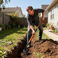 Vista 4 de Pala para excavar Pala de metal resistente con mango de fibra de vidrio, 56 pulgadas