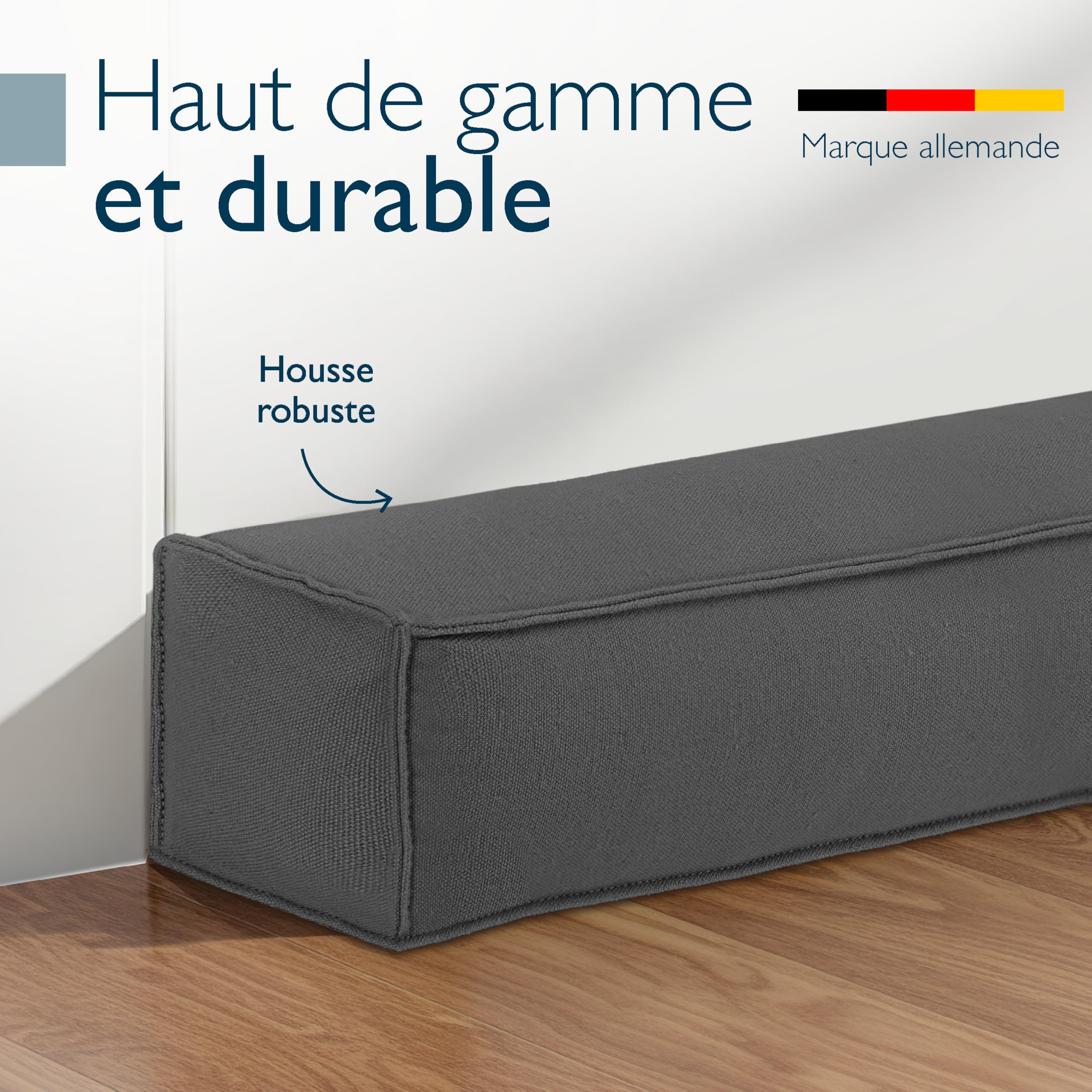 Beautissu 2X Boudin de Porte Isolant d'Entrée 80 cm – Bas de Porte Anti Froid Bruit – Coussin Anti Courant d’Air pour Fenêtre – Coupe Vent Tissu Anthracite pour Isolation Thermique – Marin
