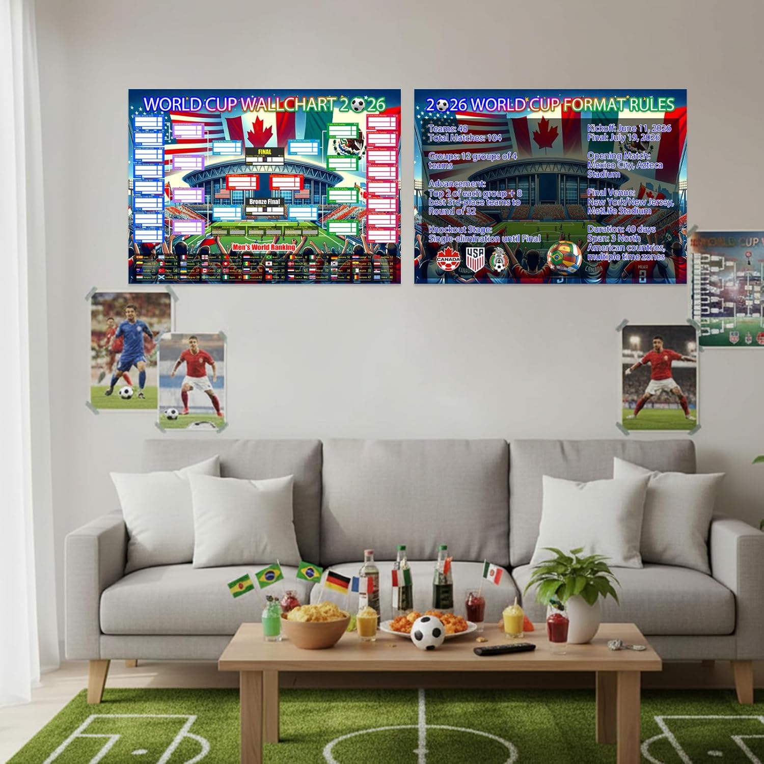 World Cup Schedule Poster 2026 & Final Round 48-Team Collection Showcase,2Pcs Folded Poster&Handwritten Ballpoint Pen,Football Wall chart Tournament Schedule and Team Info Chart Gifts for Soccer Fans - Image 4