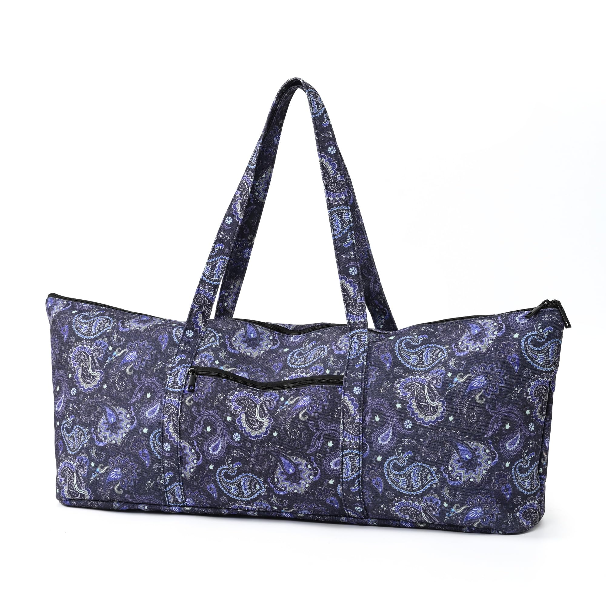 Boulder Bee | Yoga Mat Bag | Large Yoga Mat Carrier with Wet Pocket | Yoga Gifts | Gym Tote Bag for Women Tote-Blue Cashew Flower