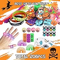 Vista 6 de Recuerdos de fiesta de Halloween para niños, 206 golosinas de Halloween sin dulces, juguetes surtidos de trucos o tratos, premios de aula, regalos