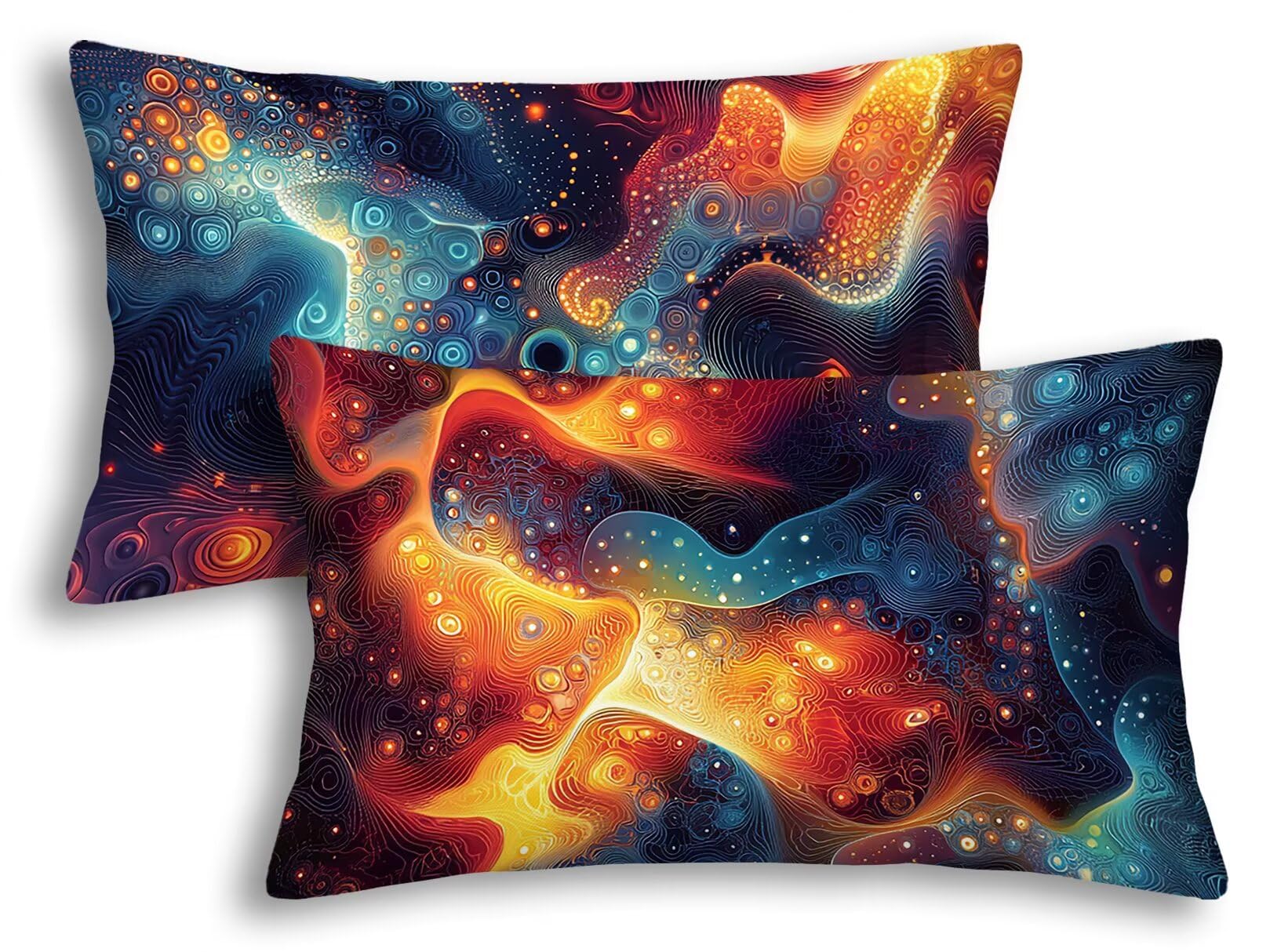 Housse de coussin extérieur imperméable 50x80 cm en lin déperlant pour jardin lot de 2