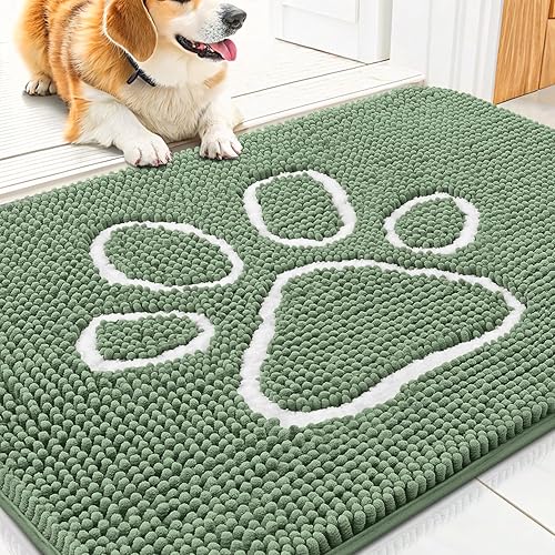 Miniatura 17 de Smiry Tapete para puerta de perro para patas fangosas, absorbente que atrapa la suciedad, antideslizante, de secado rápido, lavable, tapete de