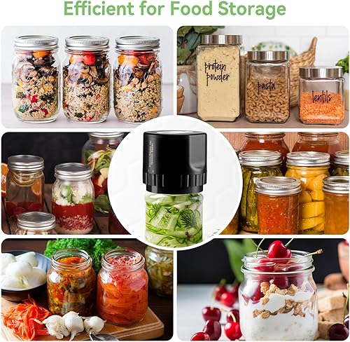 Miniatura 6 de Sellador al vacío eléctrico para tarros de masón, kit de sellado al vacío True Bright para tarros Mason con tapas de tarro de boca regular y ancha,