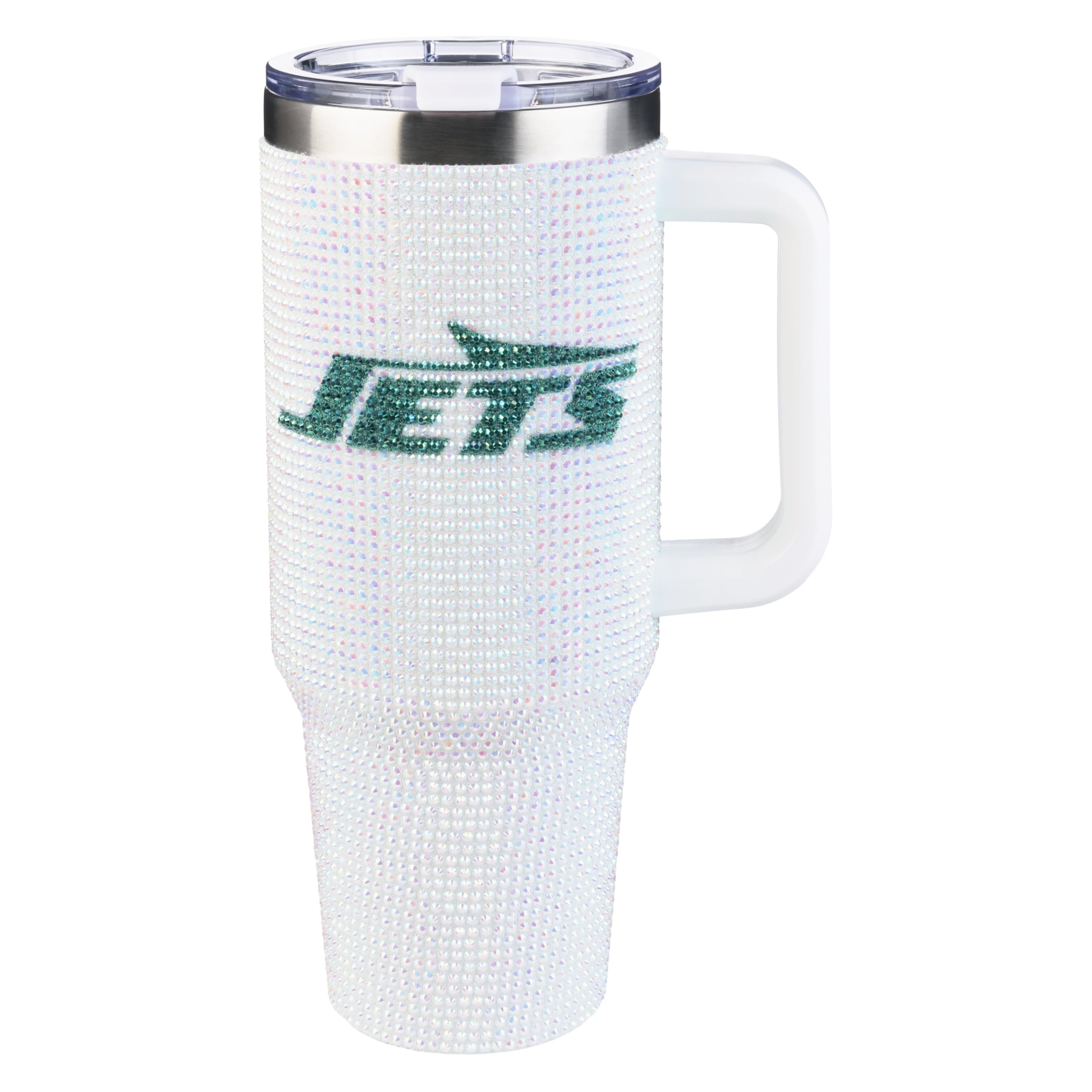 The Memory Company Officially Licensed 40oz White Bling Game Day Tumbler, New York Jets
