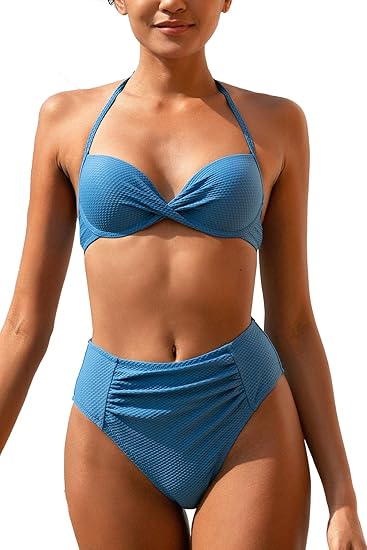 Blue two piece swimsuit Clearance