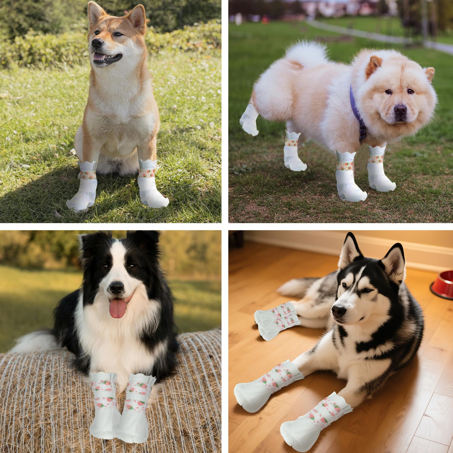 Lot de 20 Bottes jetables pour Chien, Bandages pour Pattes de Chien Bottes pour Pattes blessées, imperméables, avec Bandage Auto-adhésif, pour promenades en intérieur et en extérieur (L (17-30 kg))