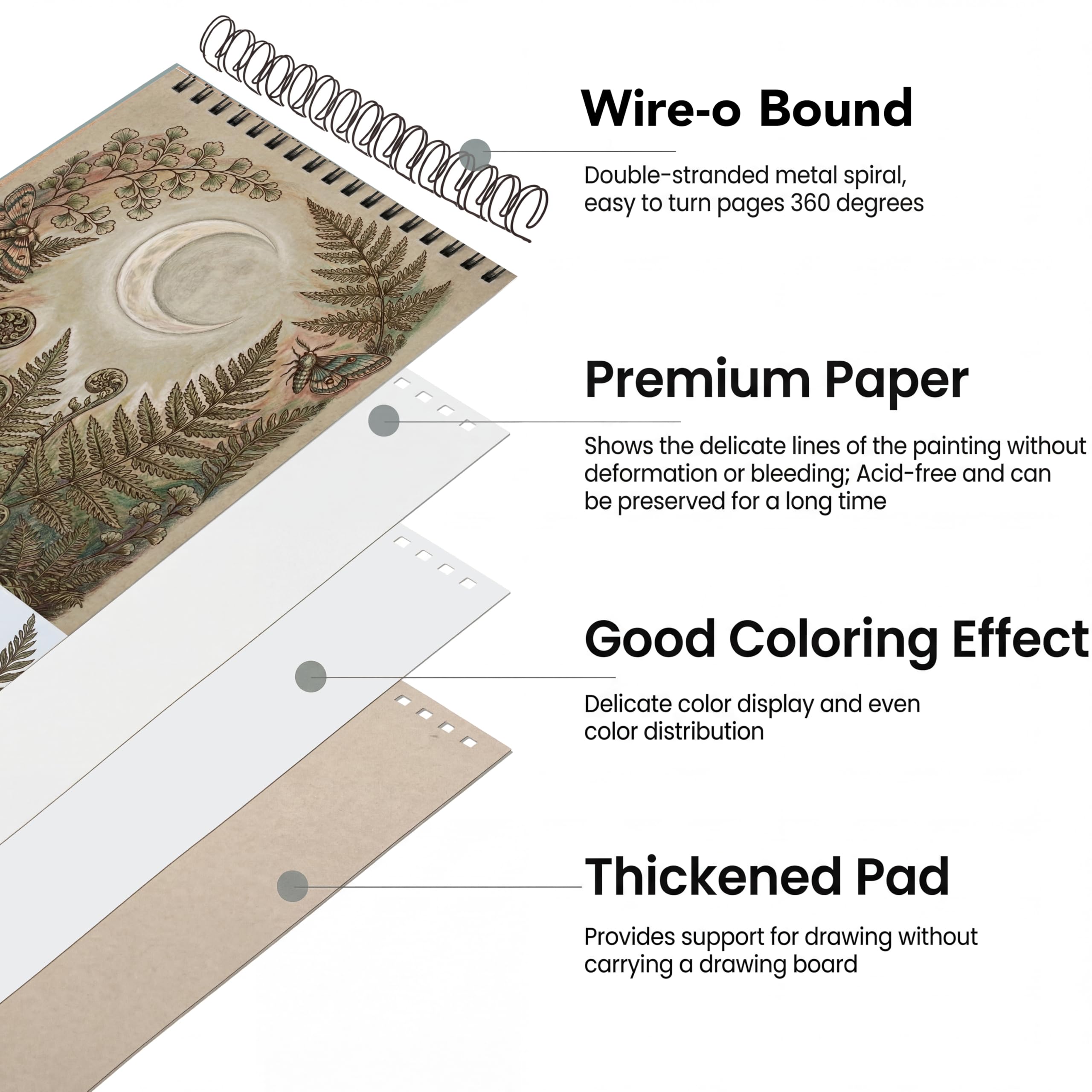 Turron A5 Sketchbook for Artists - 140 GSM Natural Shade Paper | 120 Pages (60 Sheets) Wiro-Bound Spiral Sketch Pad for Drawing, Shading & Doodling | Acid-Free (Vintage Botanical, A5, Top Wiro Binding) 3