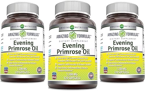 Miniatura 2 de Amazing Formulas - Aceite de onagra de noche de 1300 mg 10 GLA 120 cápsulas blandas aceite prensado en frío sin hexano apoya la función