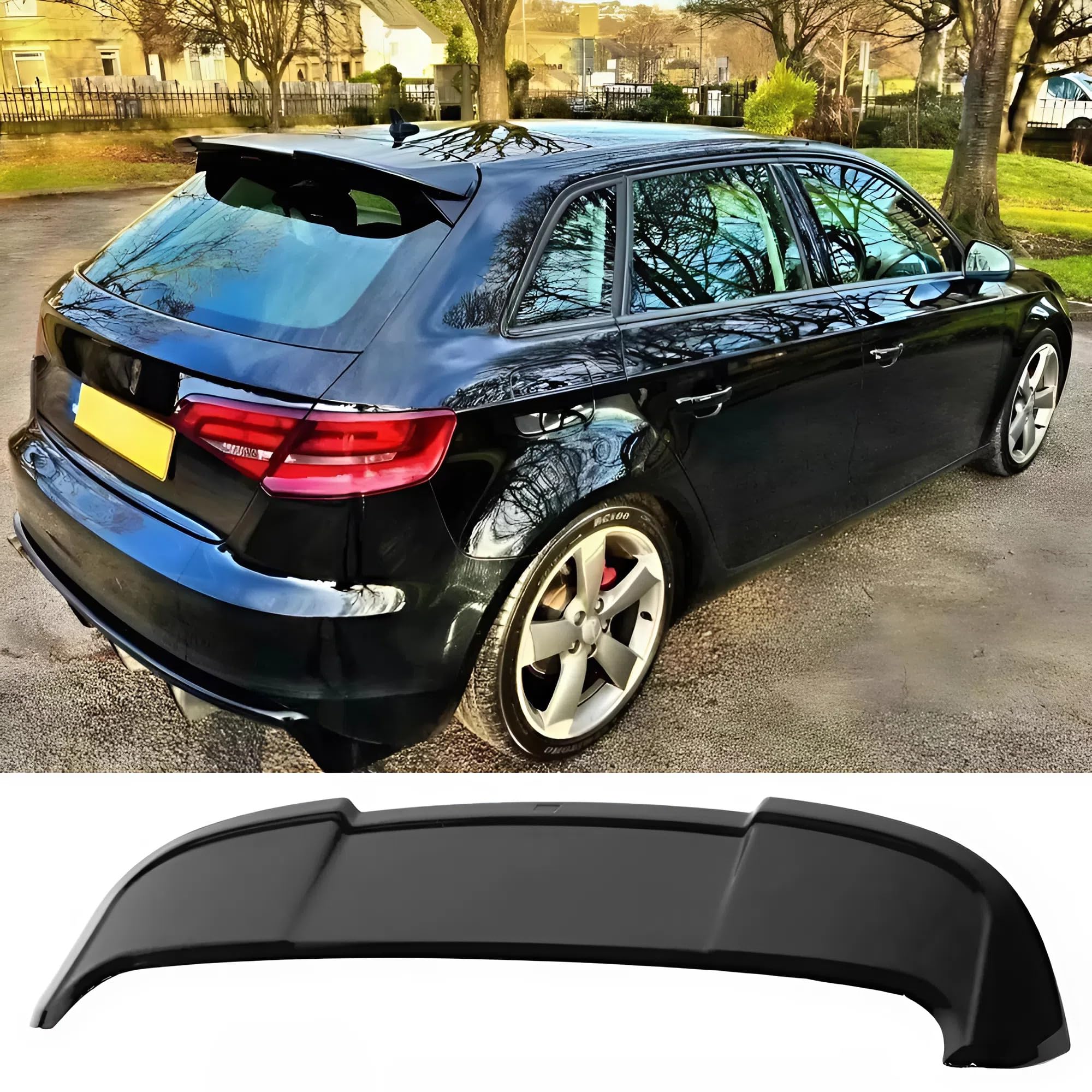 Alerón trasero para Audi A3 (8 V) 5 puertas Hatchback 2014-2020 lacado piano negro ABS