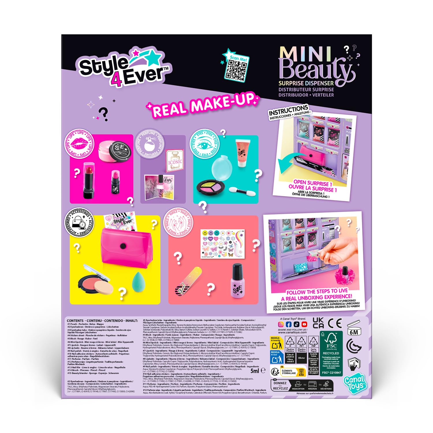 Canal Toys Style 4 Ever - Mini dispensador Sorpresa de Belleza, desembalaje Misterioso, Mezcla y combinación, a Partir de 8 años