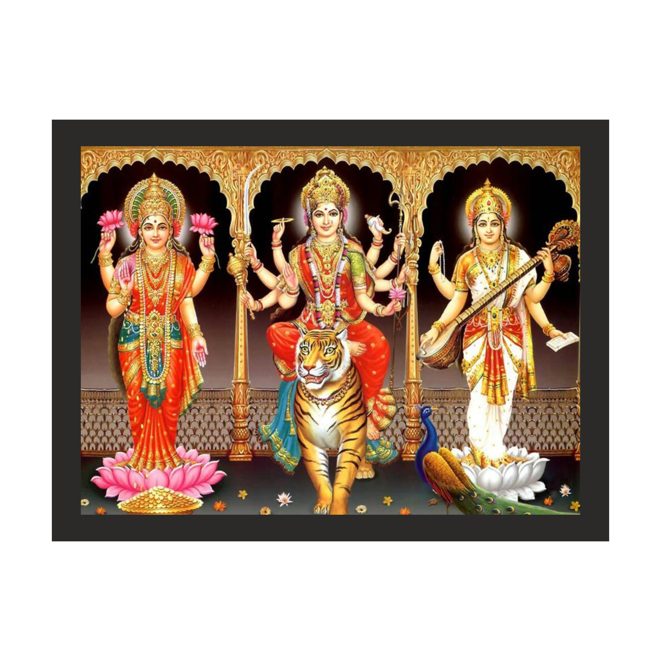 Tridevi Wall Art | 12x9 Inch Black Fiber Frame | Blessings of…