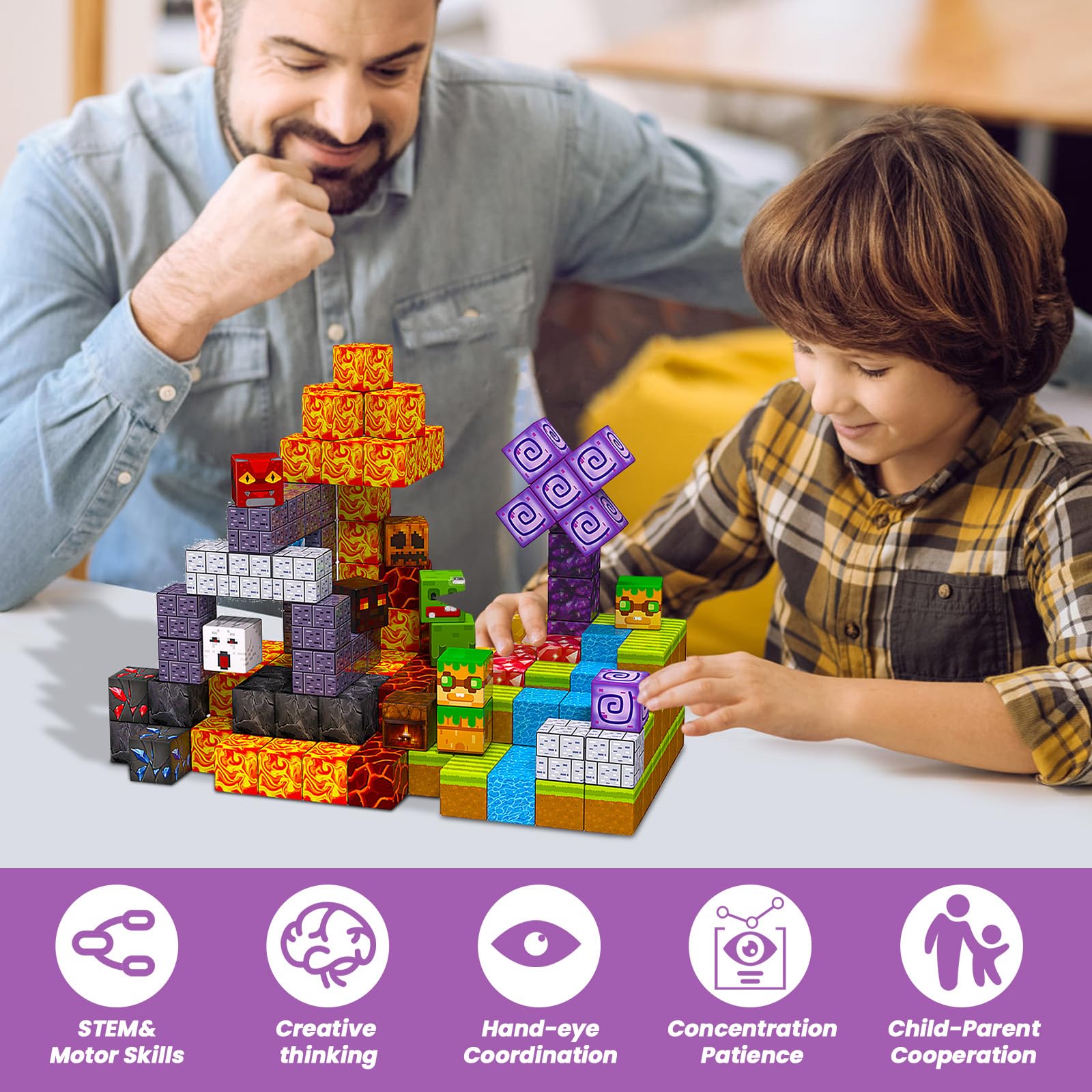 TSKER – Blocs De Construction Magnétiques – 100 Pièces – Série Forestière – Dès 3 Ans – STEM