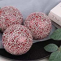 Vista 7 de Woration 2 bolas de esfera de vidrio de mosaico, esferas decorativas para centros de mesa, bolas rojas de Navidad para tazones, jarrones, bandeja