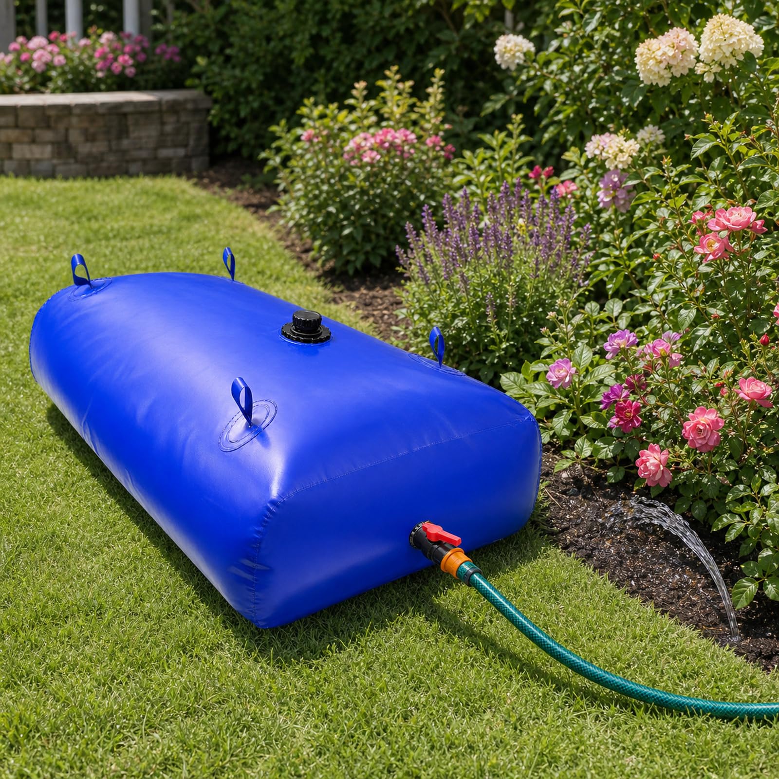 DepóSito De Agua Plegable De PVC,Vejiga De Almacenamiento De Agua,Deposito Agua Flexible Gran Capacidad,Bolsa Agua Plegable con Grifo,para JardíN,Acampar,Hogar,Riego AgríCola