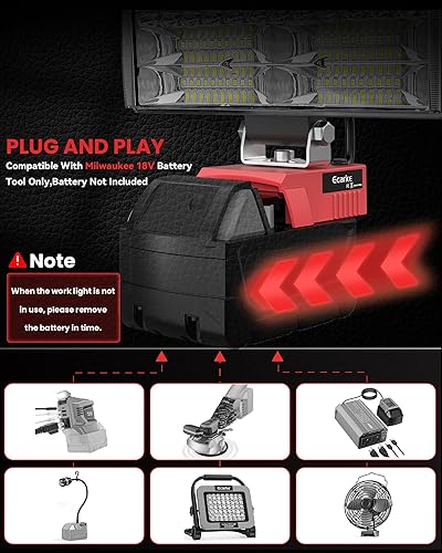 Miniatura 7 de Luz de trabajo LED para batería Milwaukee m18 de 18 V, Ecarke 7 pulgadas, 68 W, luz de trabajo inalámbrica 6800 lúmenes de brillo con protección de