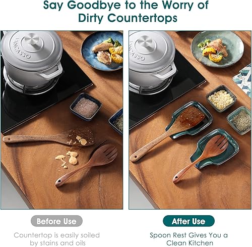 Miniatura 7 de vancasso Soporte para cuchara de popa para cocina, soporte cuadrado de cerámica para estufa, resistente al calor, soporte para utensilios para