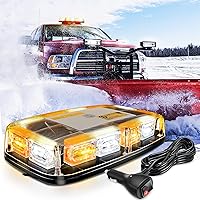 Nilight 12 Inch Amber White Roof Top Strobe Lights 48 LED Magnetic Mount Emergency Hazard Flashing Bar 12-24V Trucks Tractors Snow Plows
