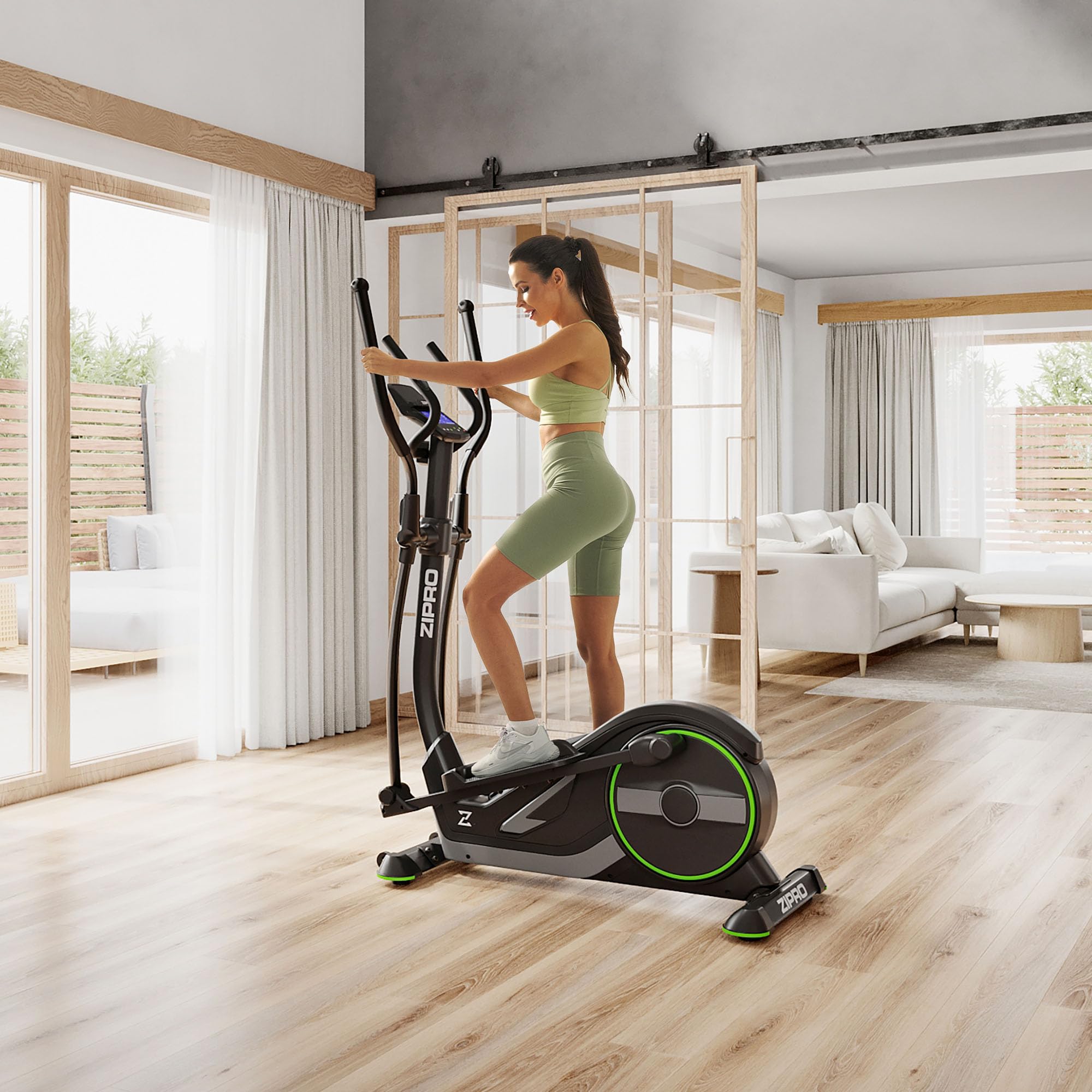 Zipro Orbitrek Wave, trenażer eliptyczny do 120 kg, orbitrek do domu, przyrząd treningowy cardio, maszyna do ćwiczeń, trenażer domowy, 32 poziomy oporu, Bluetooth, uchwyt na iPada