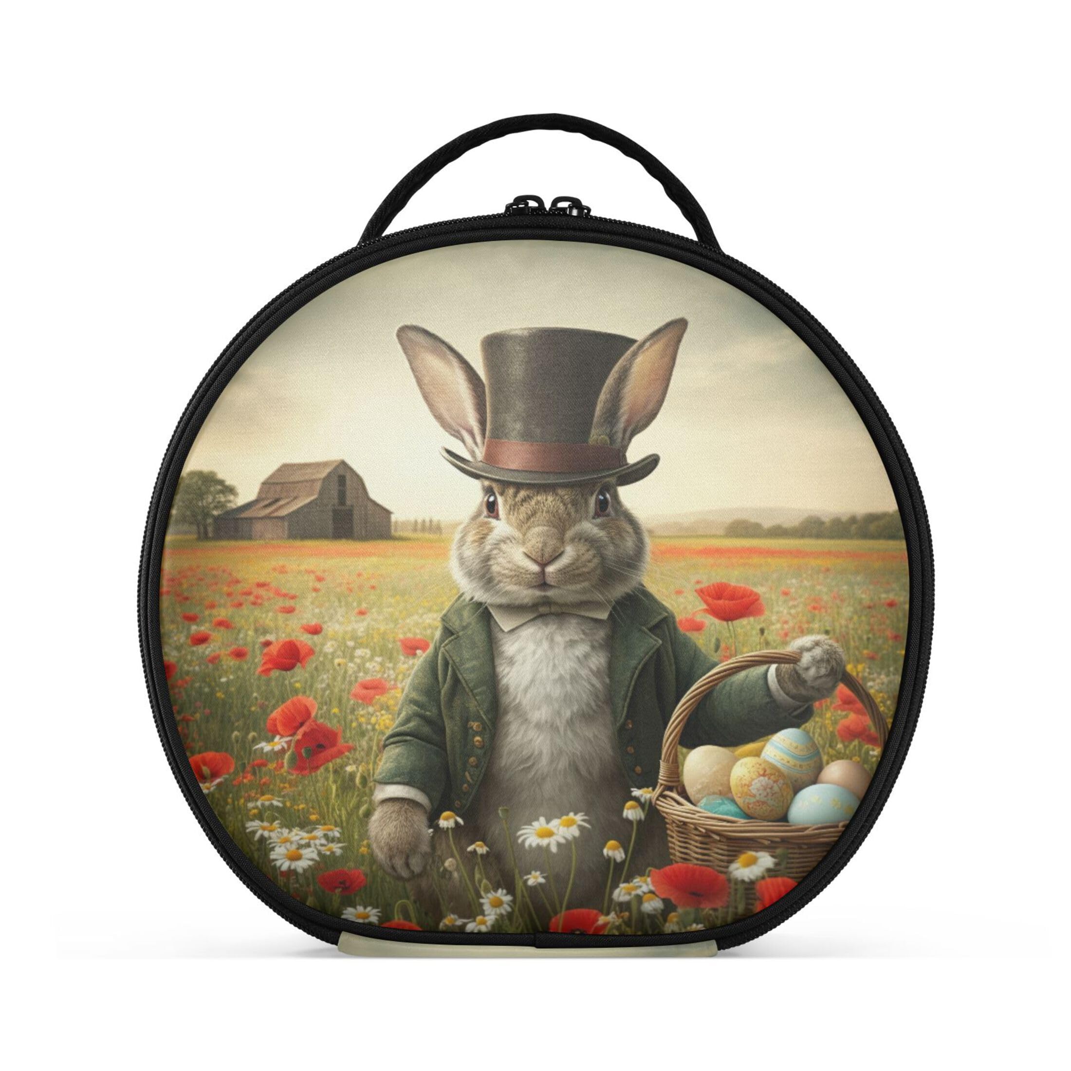 Takiito Retro Bunny Travel Makeup Case Portable Makeup Box Artist Cosmetic Case Organizer With Adjustable Dividers